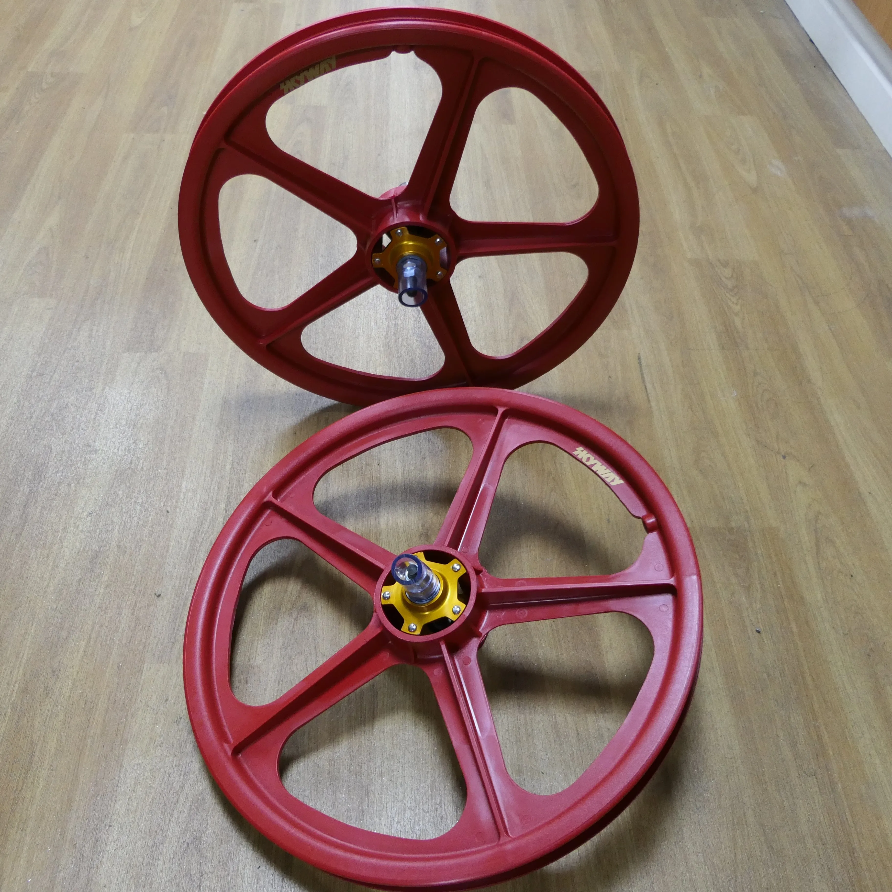 Skyway Tuff II Mag Gold Alloy Flange Wheels 20 Inch Pair Front and Rear
