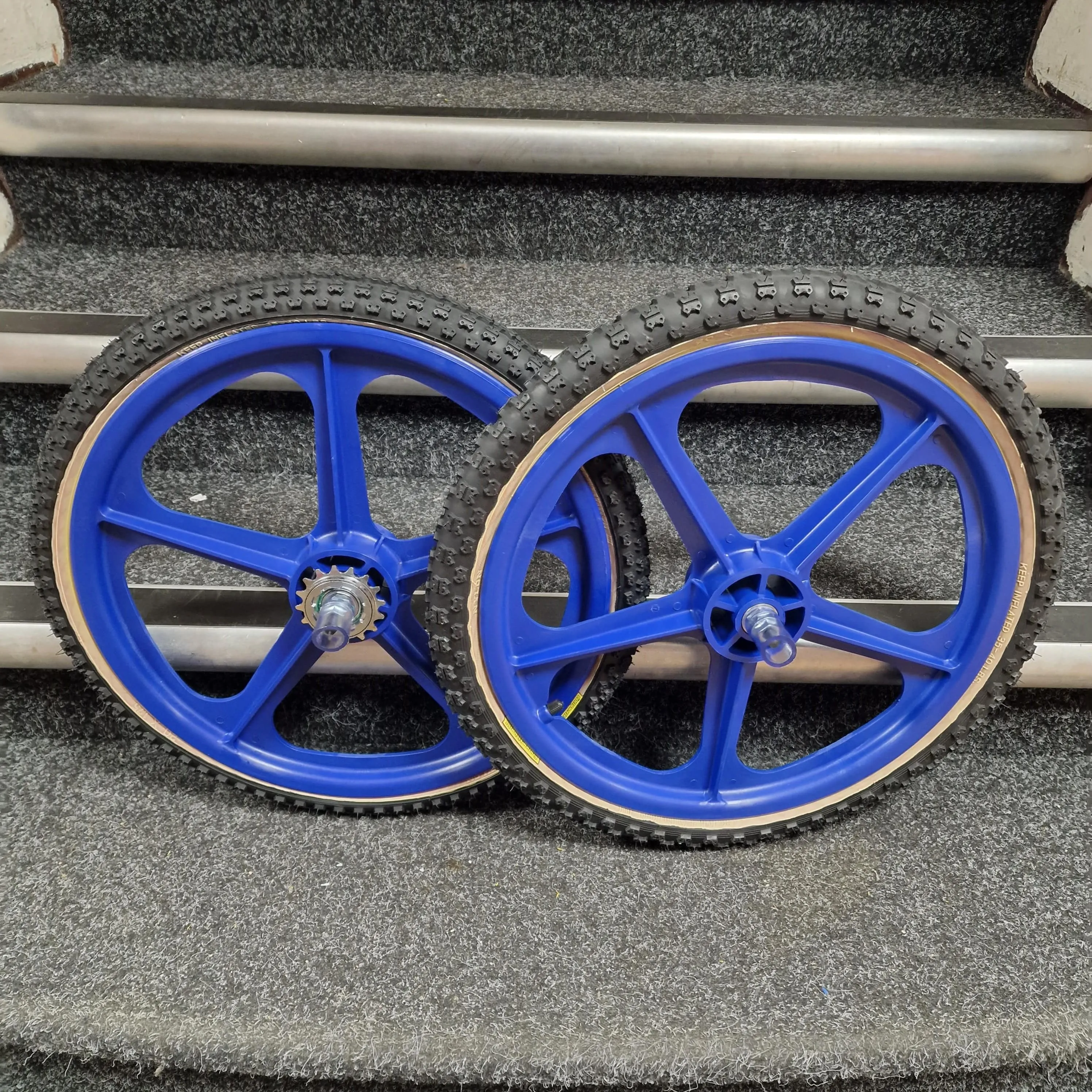 Skyway Tuff Wheels with fitted Tioga Comp III Skinwall Tyres and Freewheel Pair