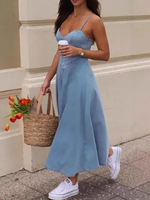Smocked Sweetheart Neckline Midi Dress for Effortless Style