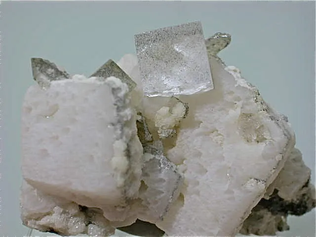 SOLD Fluorite on Calcite, Naica Complex, Chihuahua, Mexico Miniature 3.5 x 4 x 5.5 cm $75. Online 12/20