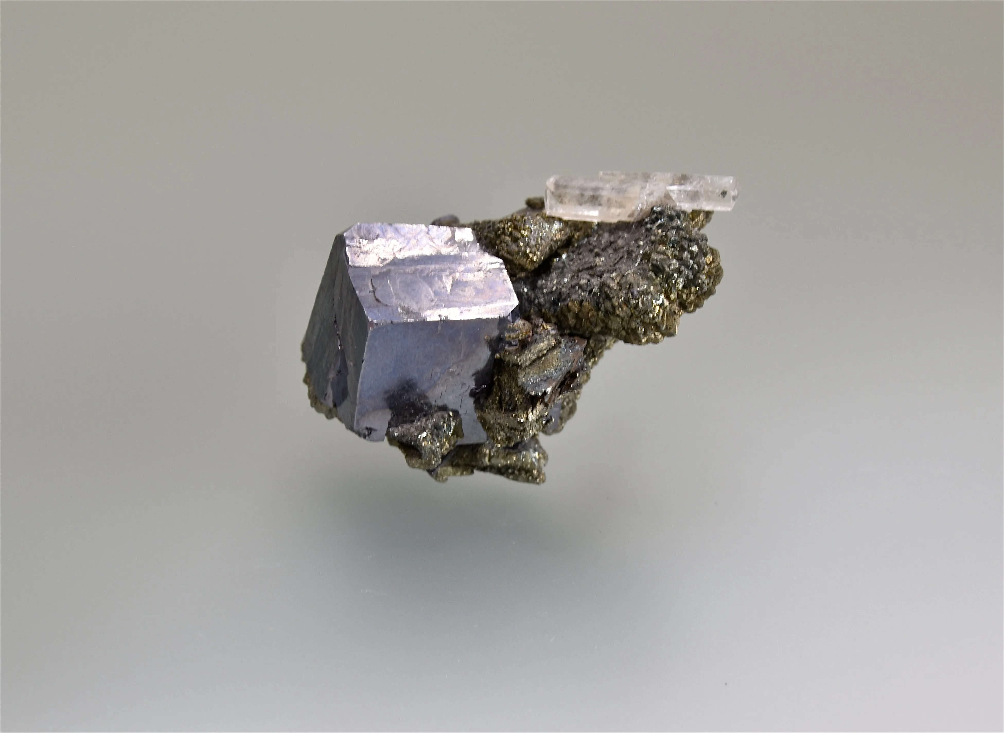 SOLD Galena on Marcasite after Anhydrite, Sweetwater Mine, Viburnum Trend, Missouri, Collected c. 1980's, Ralph Campbell Collection, Miniature 3.0 x 3.5 x 5.0 cm, $50. Online 10/4.