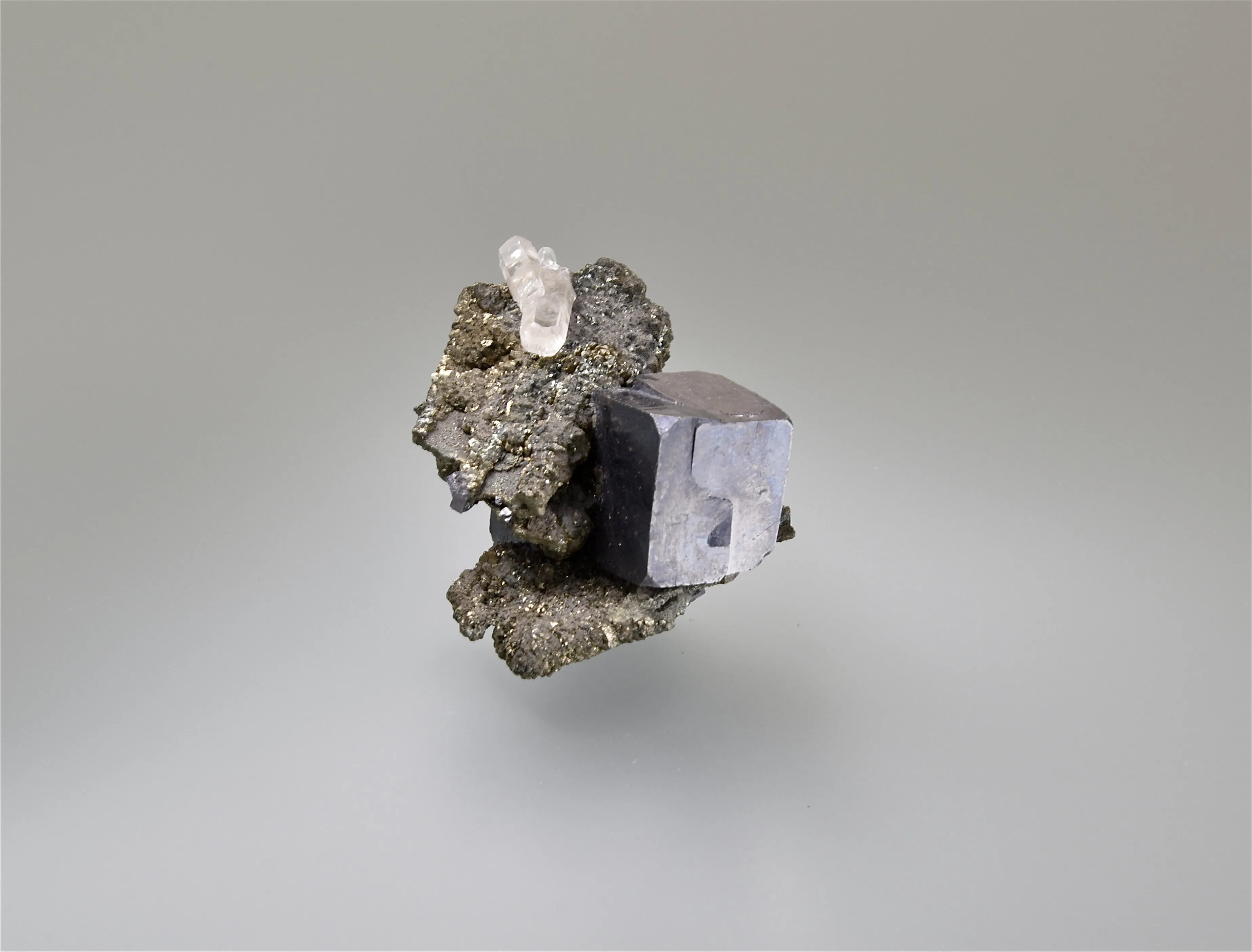 SOLD Galena on Marcasite after Anhydrite, Sweetwater Mine, Viburnum Trend, Missouri, Collected c. 1980's, Ralph Campbell Collection, Miniature 3.0 x 3.5 x 5.0 cm, $50. Online 10/4.