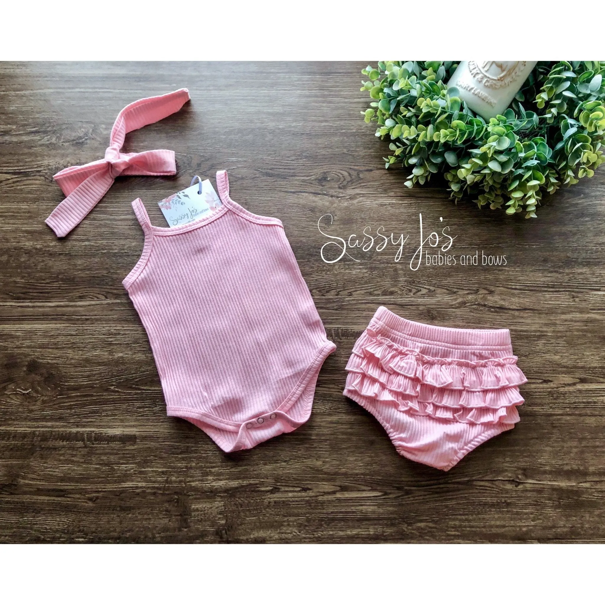 Solid Ribbed 3-Piece Outfit