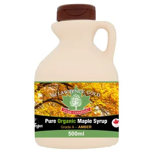 St Lawrence Gold Pure Organic Canadian Maple Syrup Organic Grade A Amber Rich 500ml
