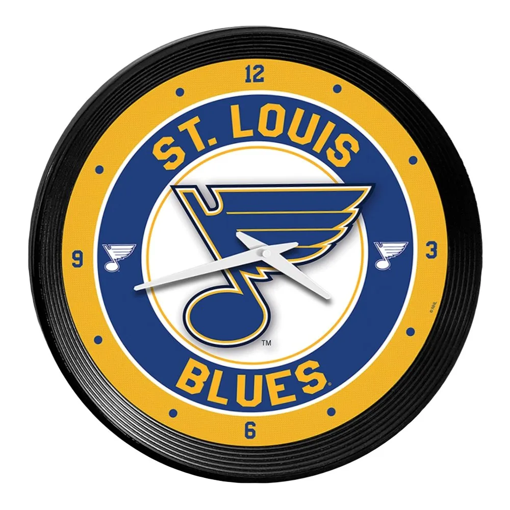 St. Louis Blues: Ribbed Frame Wall Clock