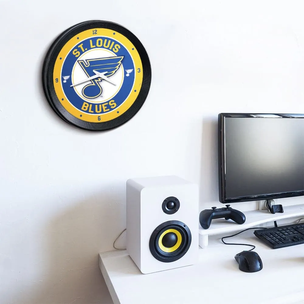St. Louis Blues: Ribbed Frame Wall Clock