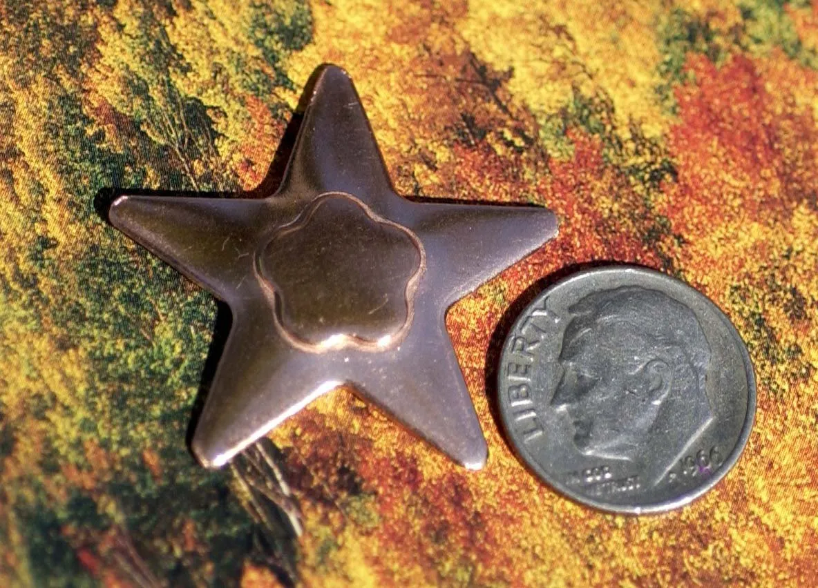 Star shapes with Flower Embossed on Star Blank Cutout for Enameling Stamping Texturing Metalworking Jewelry Making Blanks