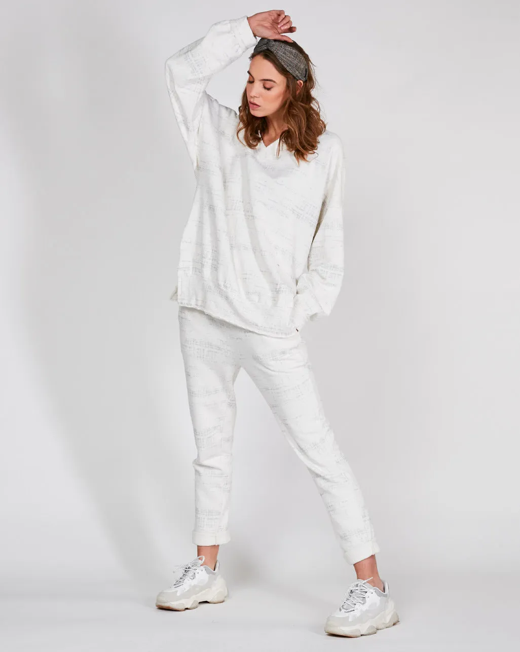 Static V Neck Raw Edge Sweatshirt