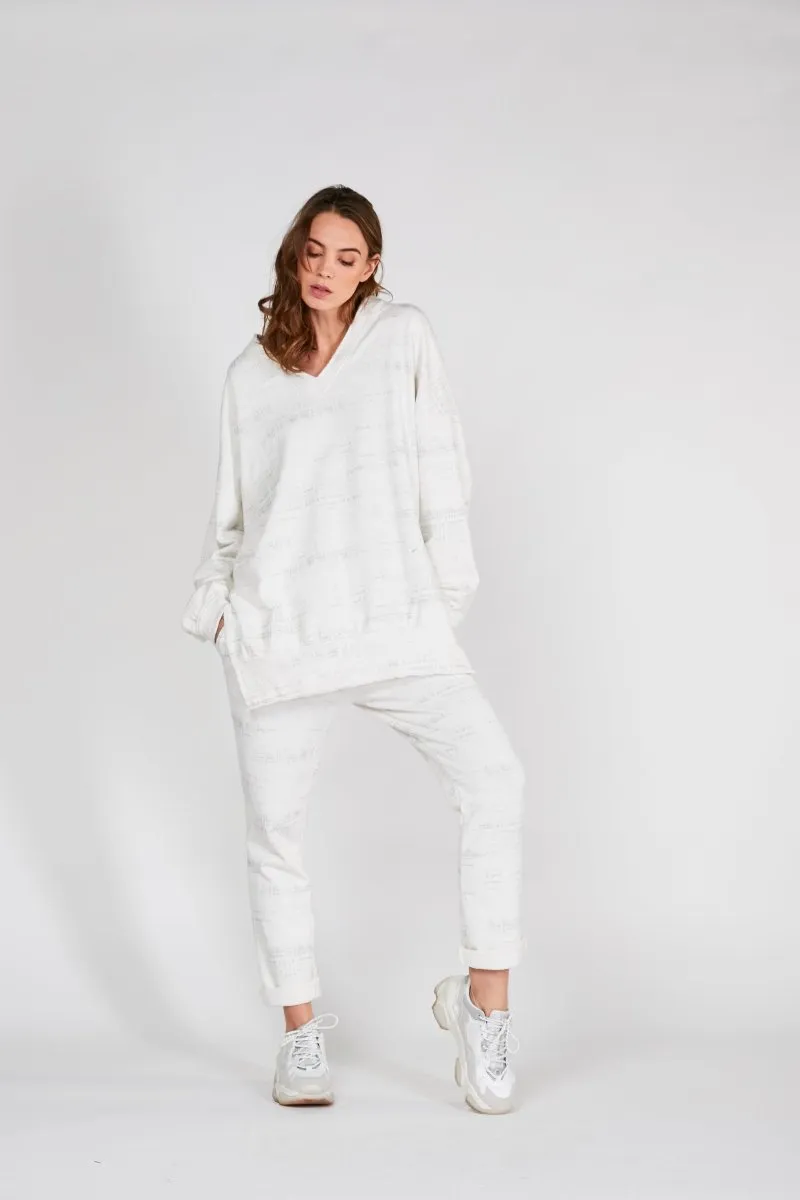 Static V Neck Raw Edge Sweatshirt