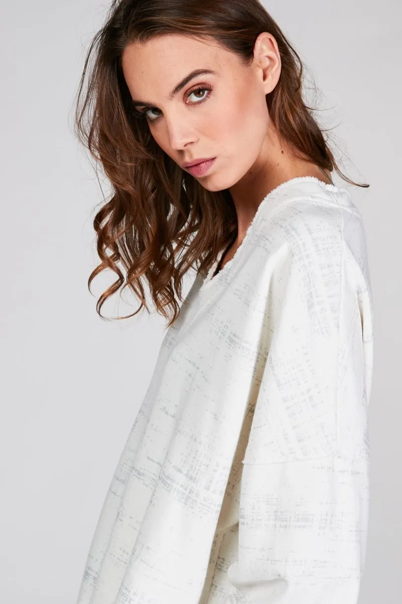 Static V Neck Raw Edge Sweatshirt