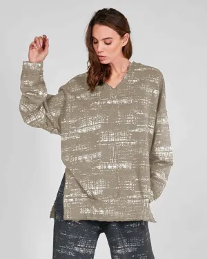 Static V Neck Raw Edge Sweatshirt