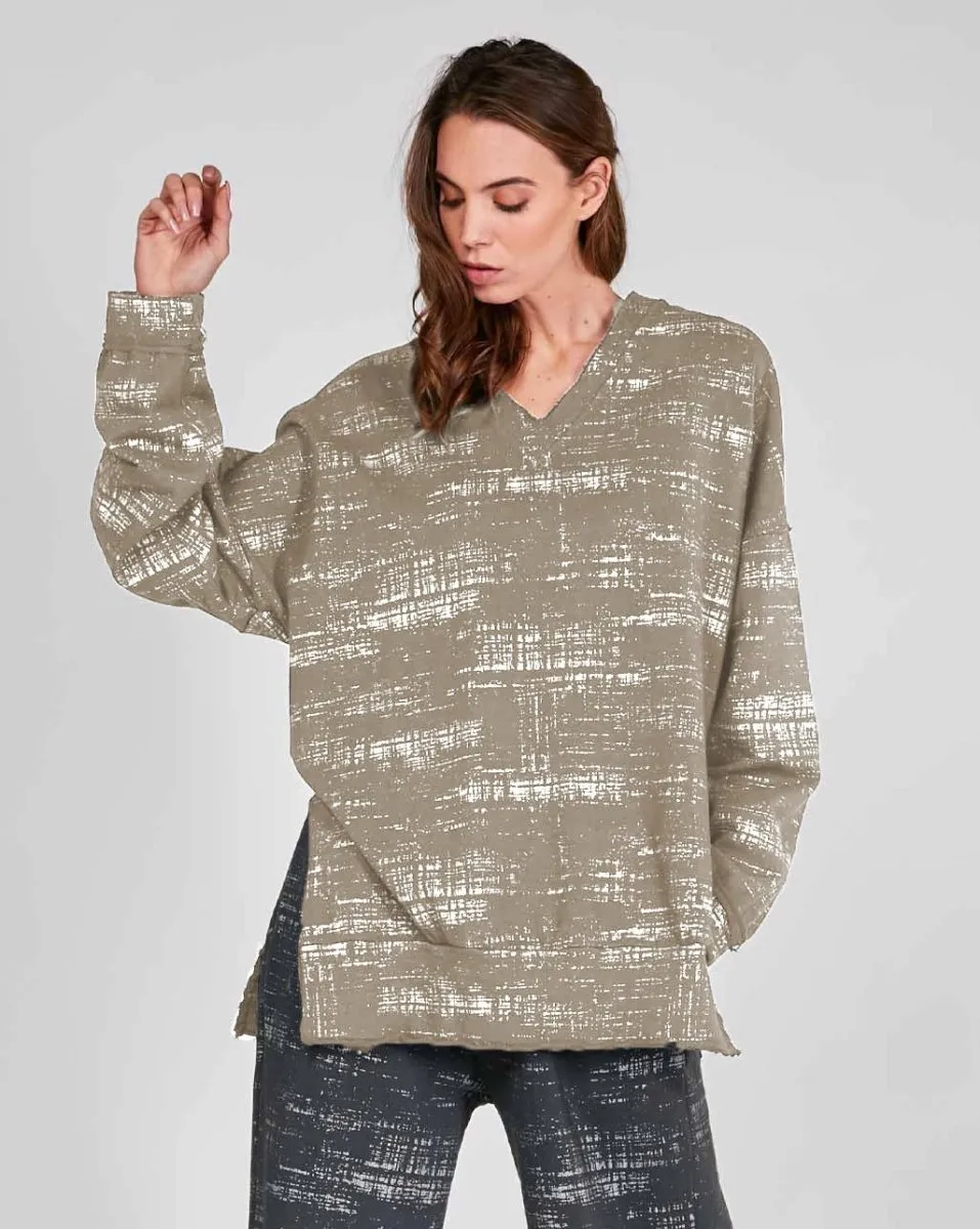 Static V Neck Raw Edge Sweatshirt