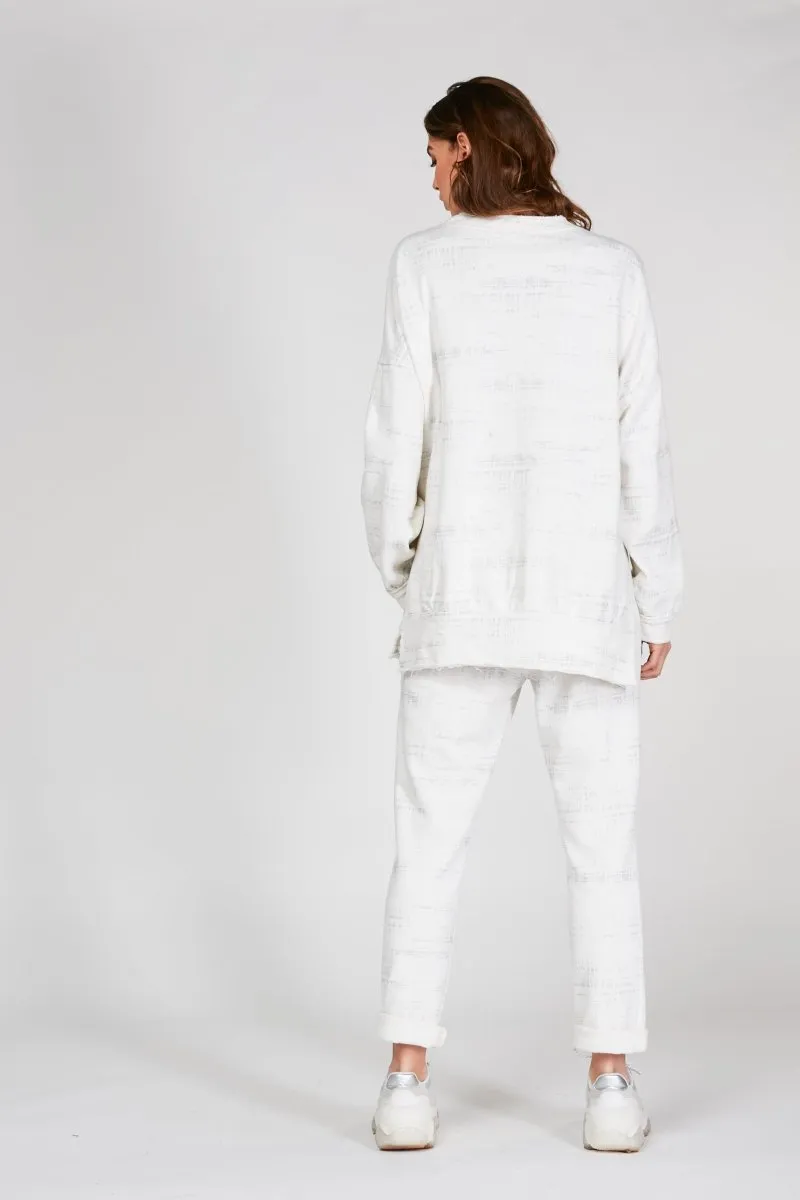 Static V Neck Raw Edge Sweatshirt