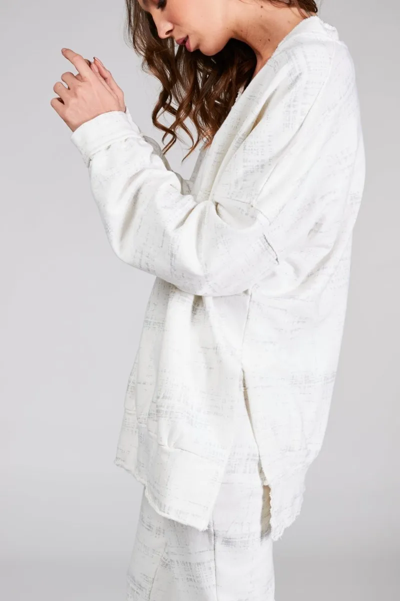 Static V Neck Raw Edge Sweatshirt