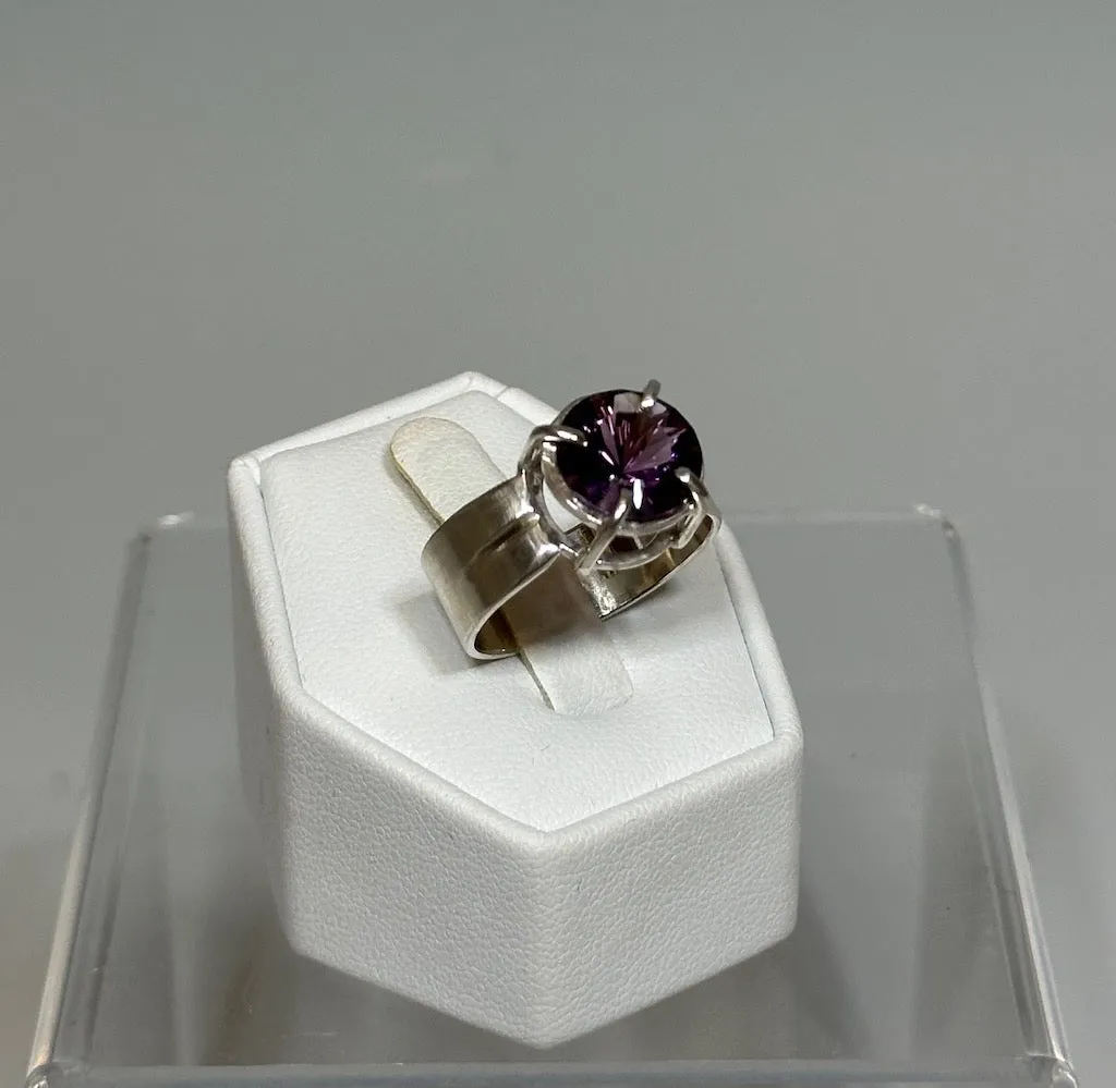 STERLING SILVER AMETHYST PRONG RING MS230