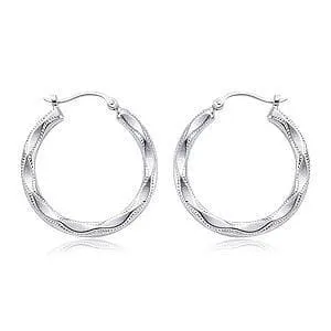 Sterling Silver Lg Embossed Shell Earrings