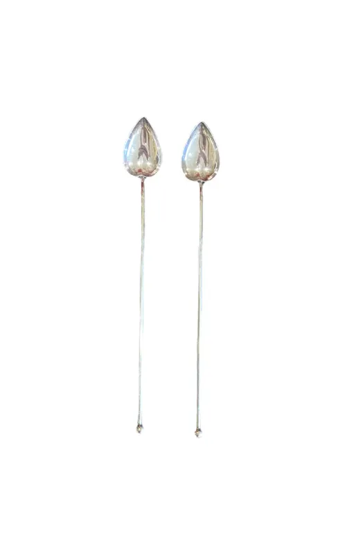 Sterling Silver Sipper Heart Shaped Spoon & Straw Combo