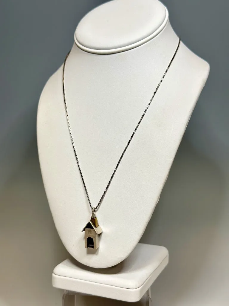 STERLING SILVER TINY HOUSE PENDANT AND SS CHAIN  MS223