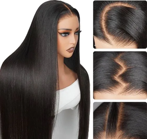 Straight Natural Black 13x6 Lace Frontal Human Hair Wig Free Part
