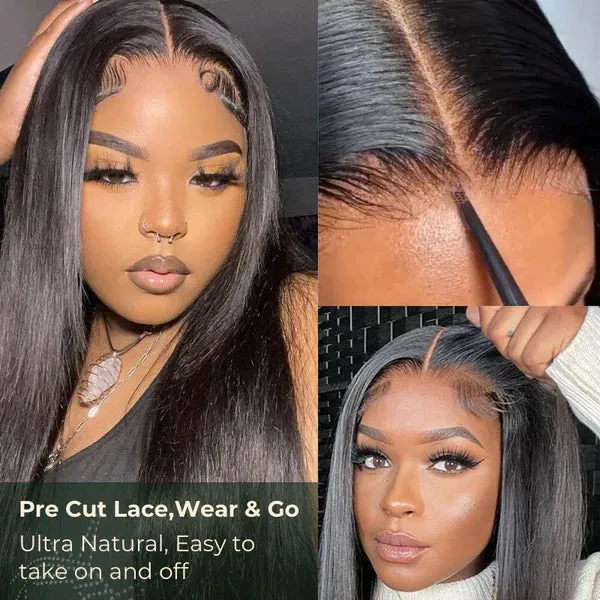 Straight Natural Black 13x6 Lace Frontal Human Hair Wig Free Part