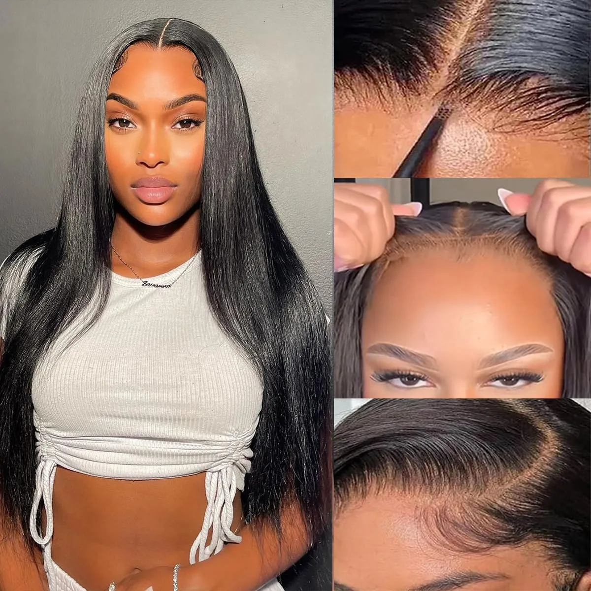 Straight Natural Black 13x6 Lace Frontal Human Hair Wig Free Part