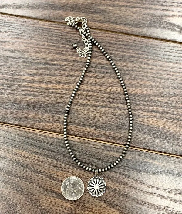 Sundance 4mm Fashion Navajo Necklace With Stone Concho Pendant