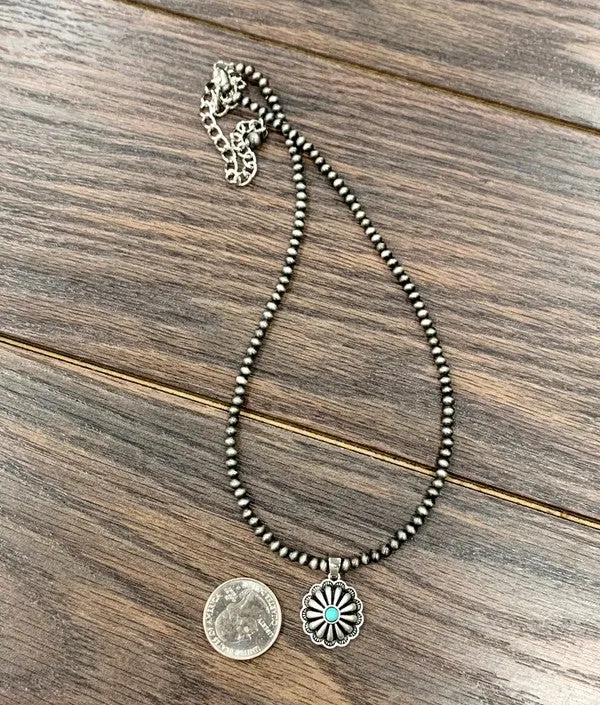 Sundance 4mm Fashion Navajo Necklace With Stone Concho Pendant