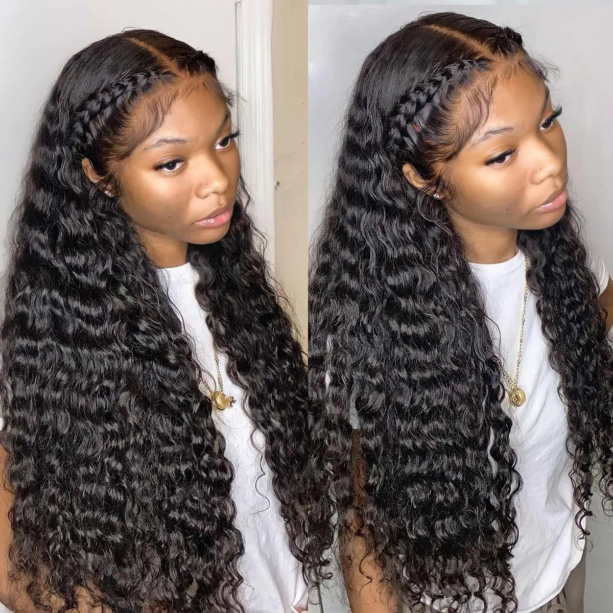 【Super Sale 30inch】 Deep Wave 5x5 Lace Front Natural Black Long Length Wig Human Hair Wig