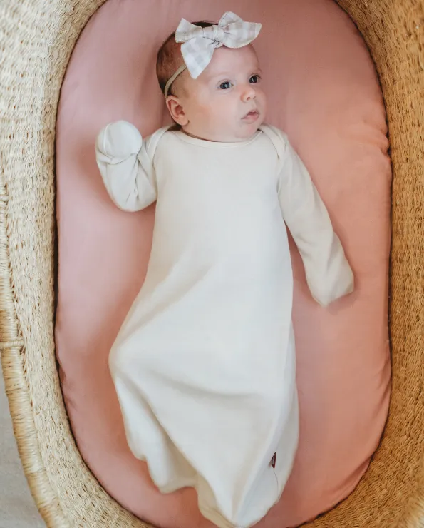 Super-Soft Organic Cotton Baby Rib Gown | Bright Light Pink