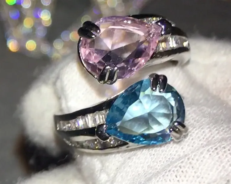 Teardrop Ring | Pink Diamond Ring | Blue Diamond Ring | Pear Cut Ring | Teardrop Engagement Ring | Diamond Snake Ring | Twist Ring