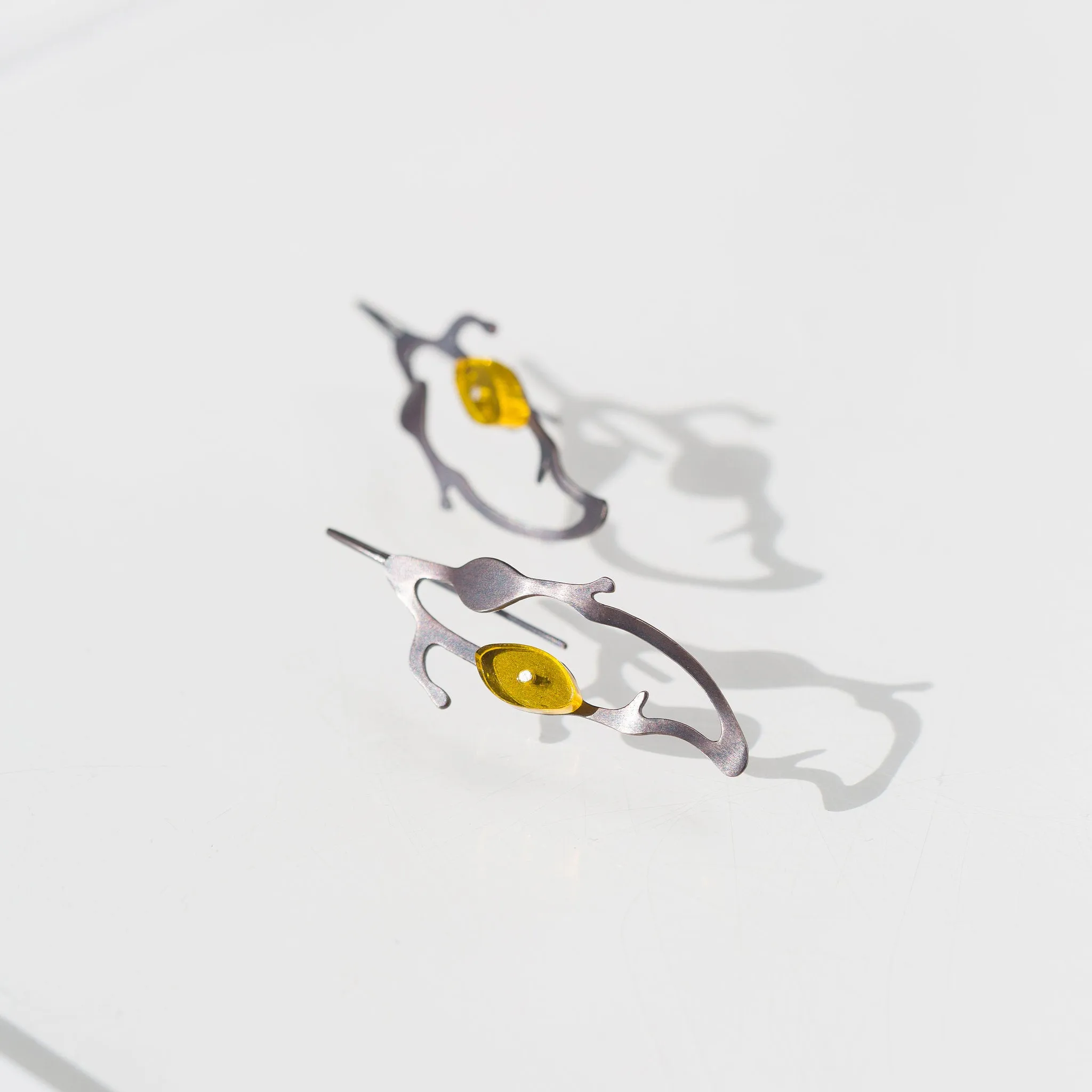 Teardrop Seaweed Earrings in Oxidized Silver