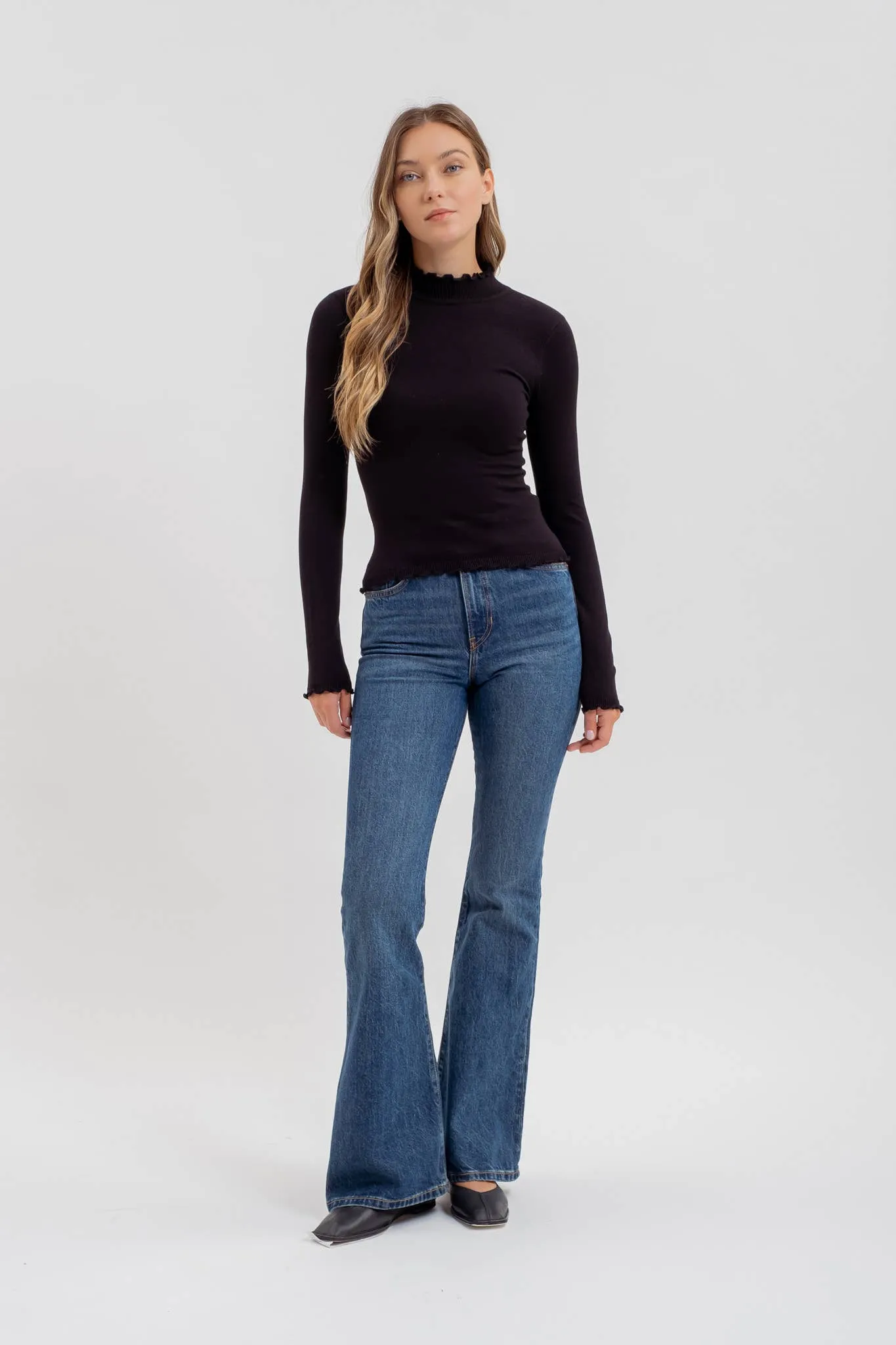 The Lettuce Trim Mock Neck Sweater