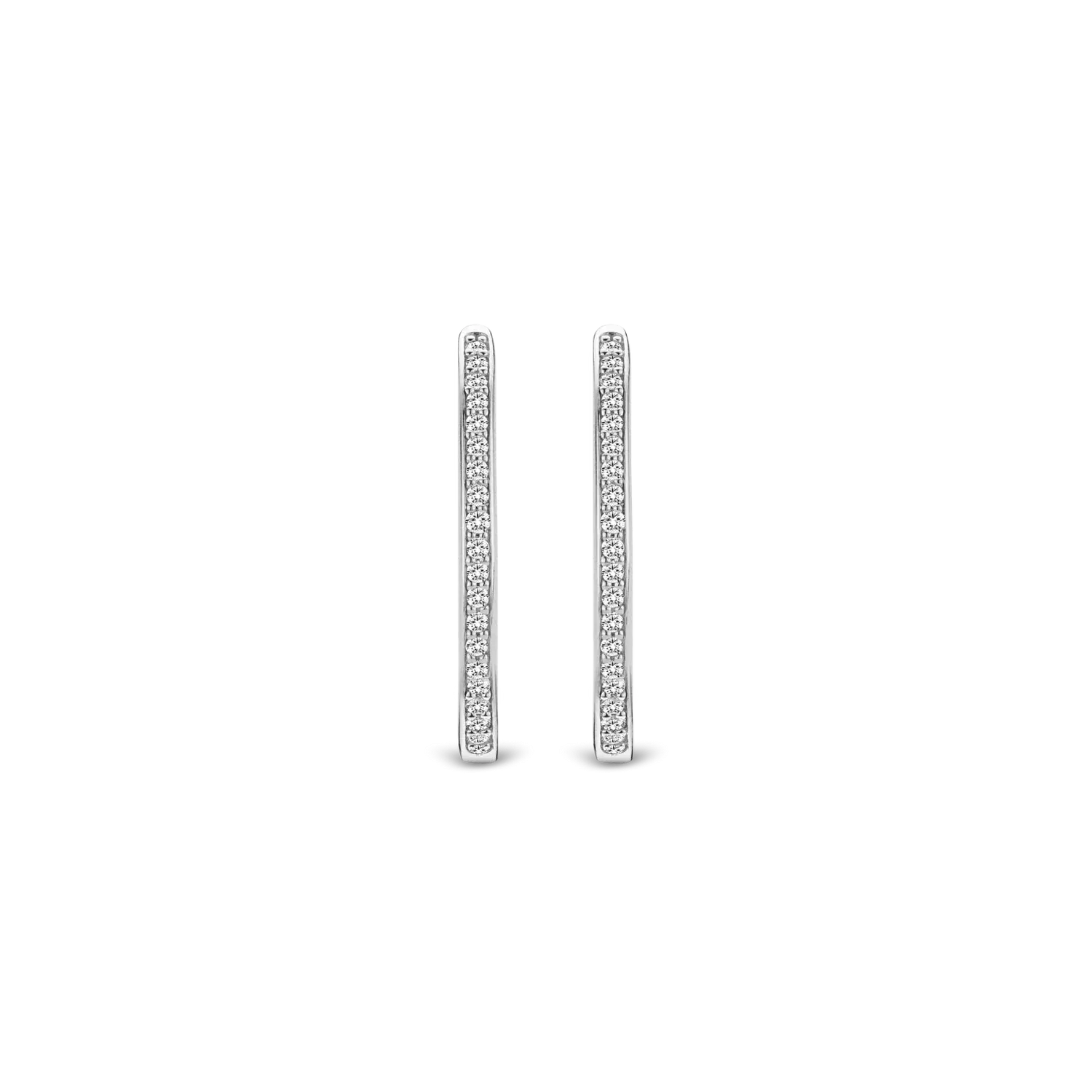 Ti Sento Milano Silver Oval Zirconia Hoops