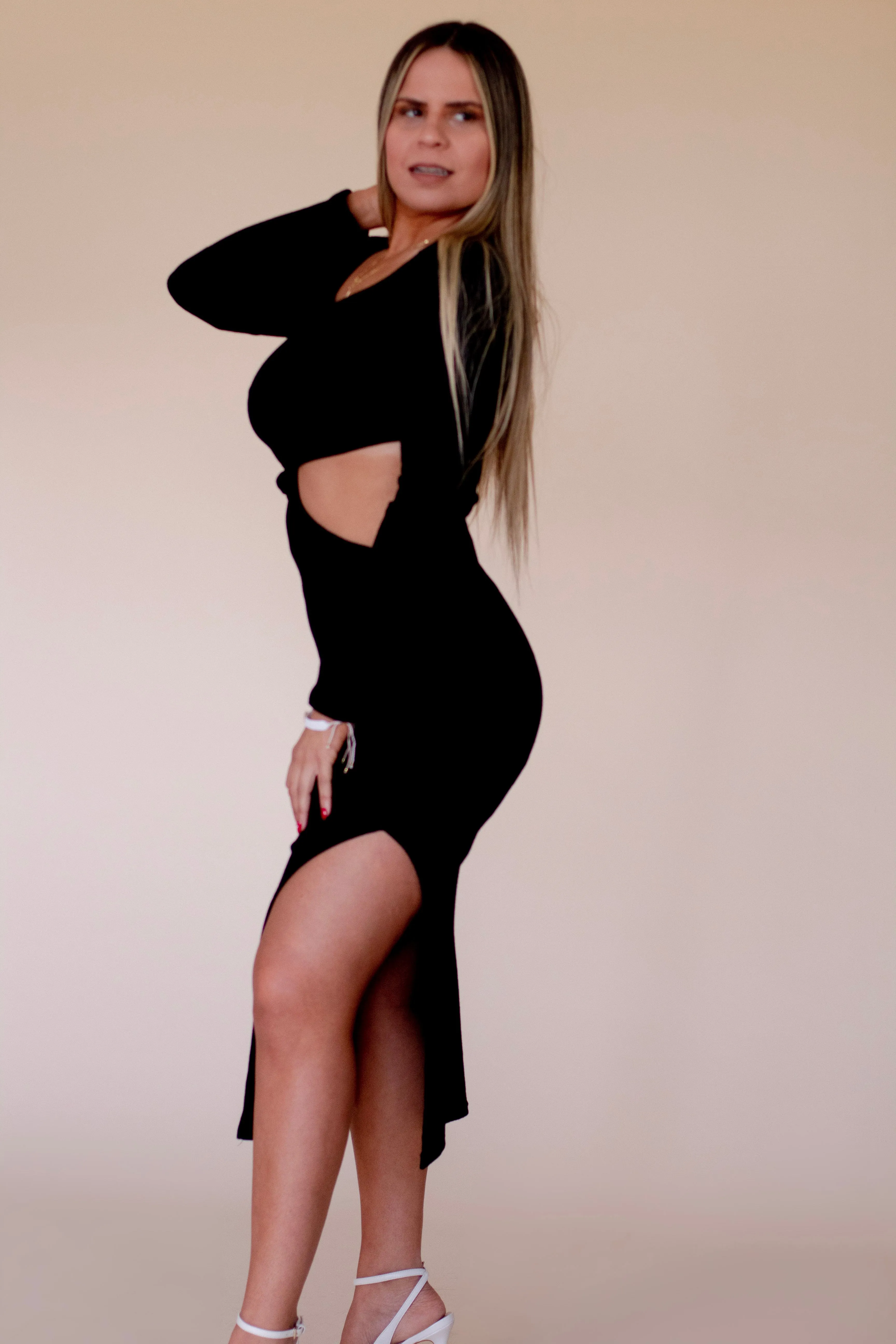 Tie The Knot Ribbed Midi (Black)