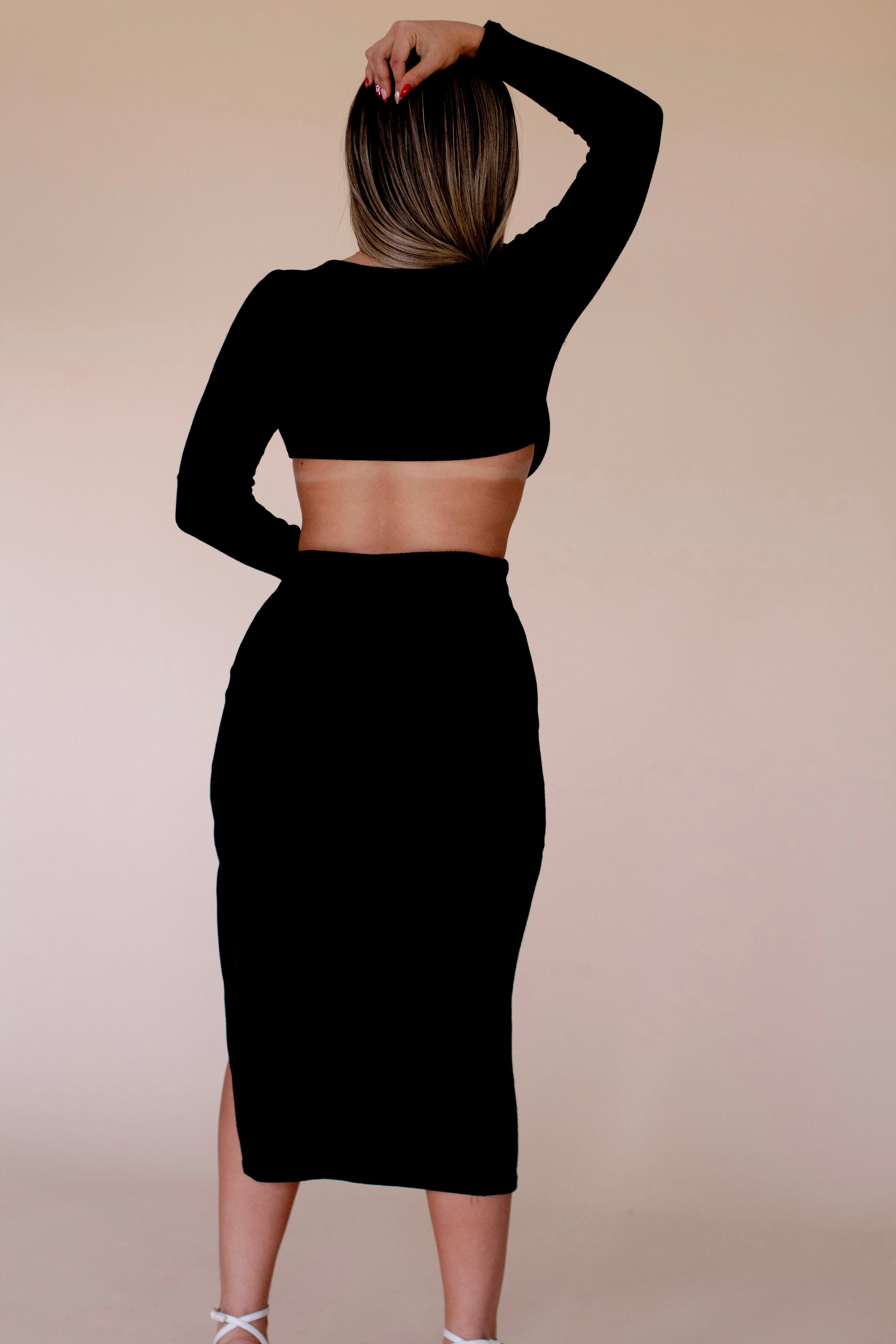 Tie The Knot Ribbed Midi (Black)