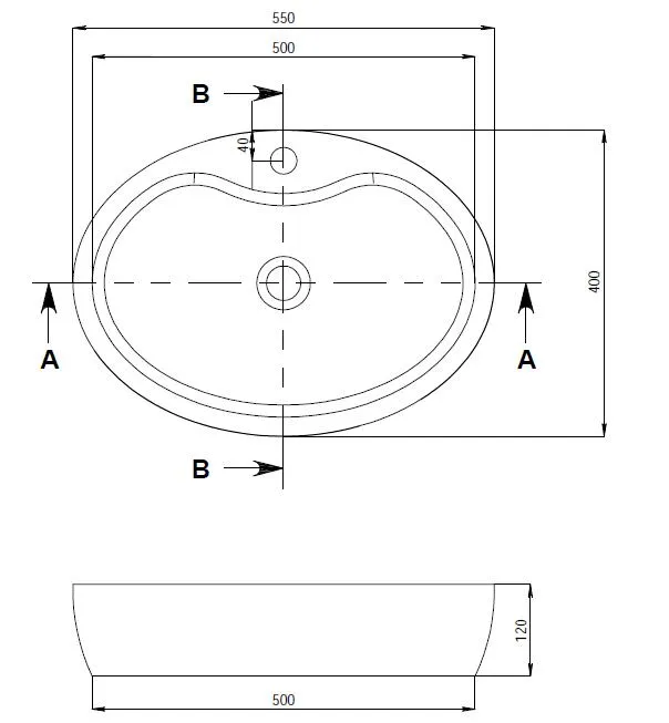 Toka Lite Benchtop Basin - Oval Shape - 550mm - CSB51