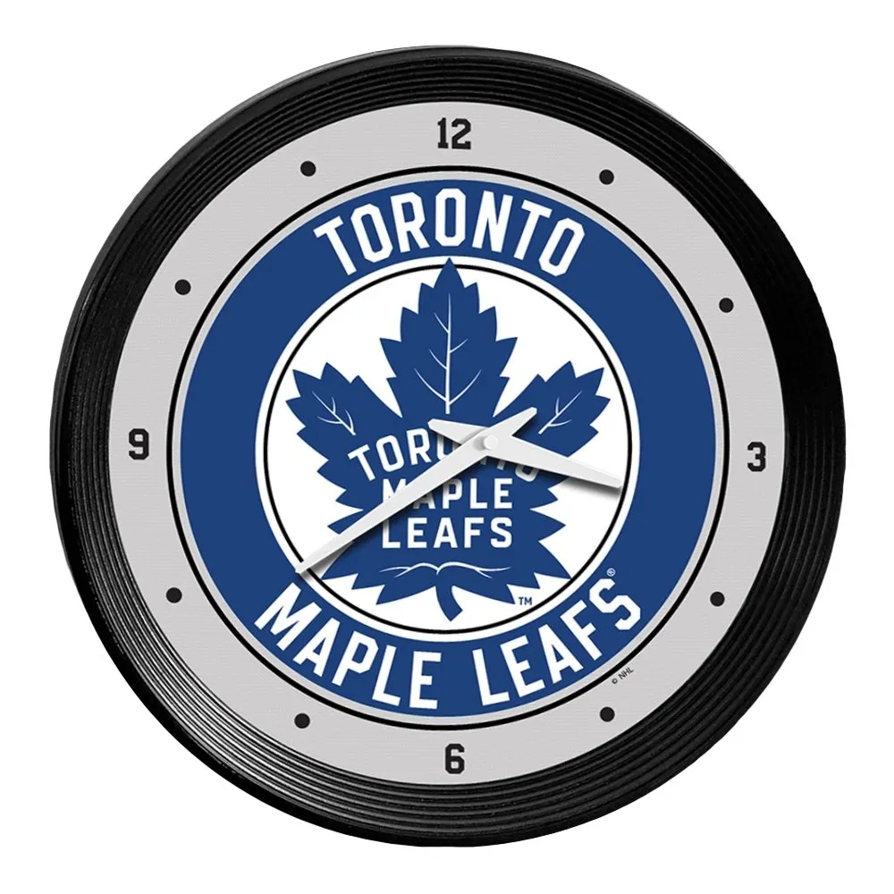 Toronto Maple Leaf: Ribbed Frame Wall Clock