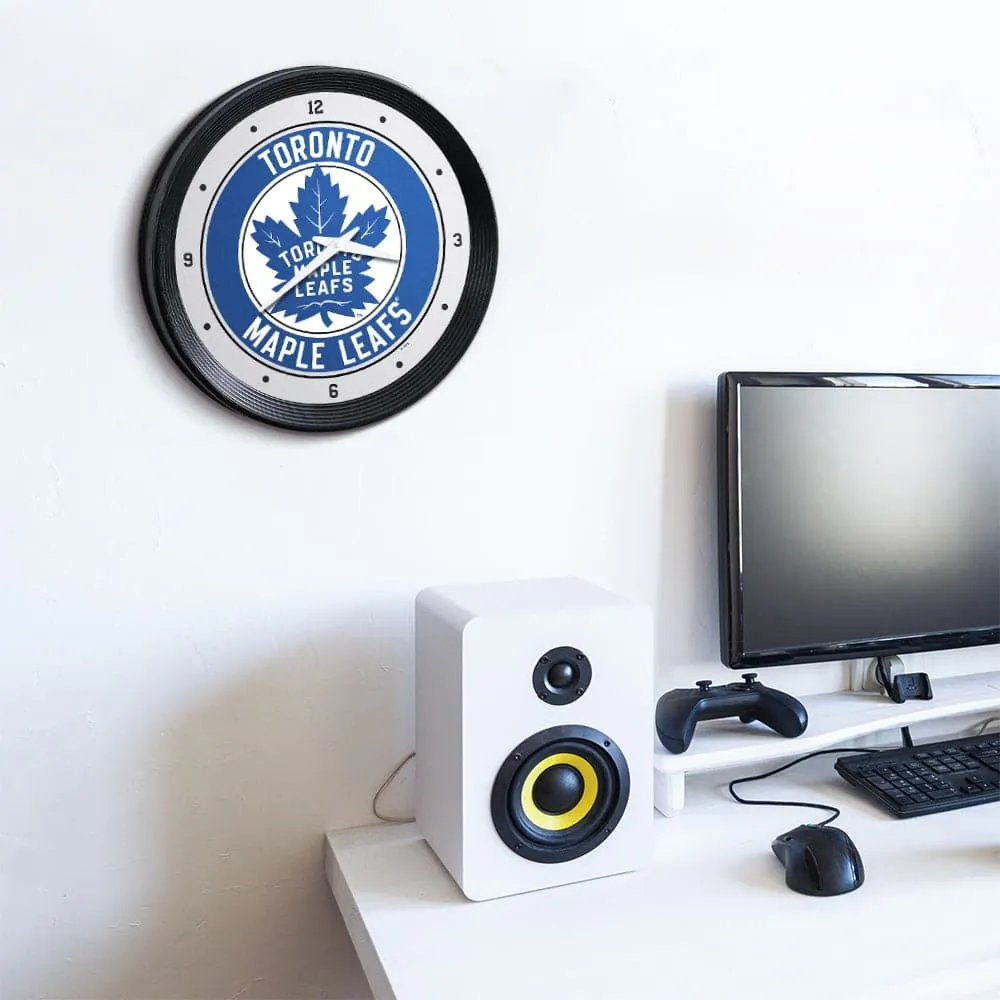 Toronto Maple Leaf: Ribbed Frame Wall Clock