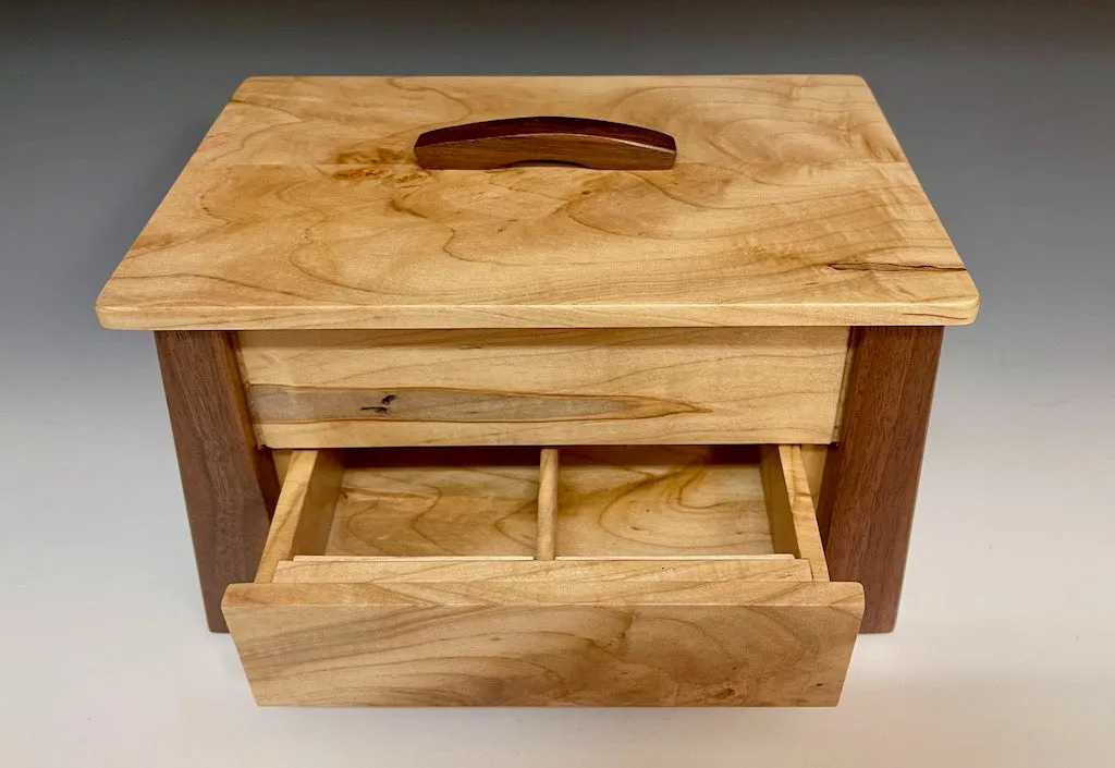 TREASURE CHEST WITH DRAWER WALNUT AND SPALTED MAPLE