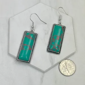 Turquoise Rectangular Stone Fashion Western Earrings