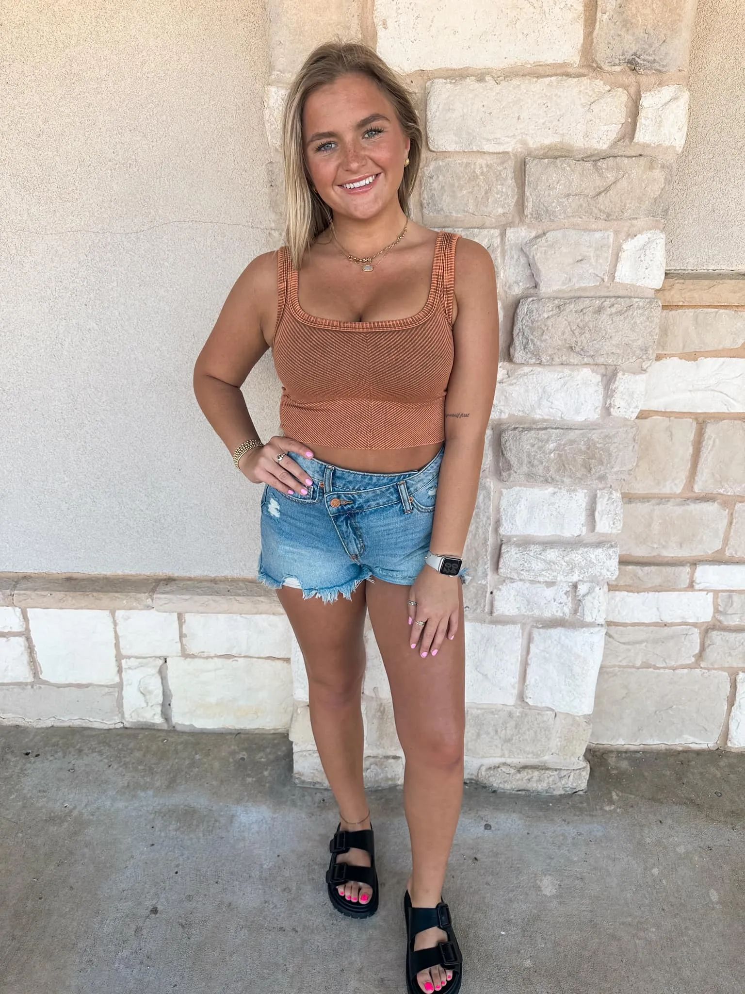 Uptown Ribbed Crop Top O/S