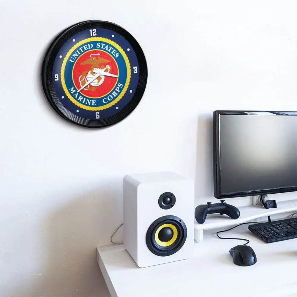 US Marine Corps: Seal - Ribbed Frame Wall Clock