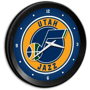 Utah Jazz: Ribbed Frame Wall Clock