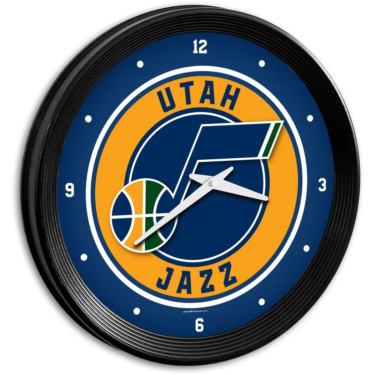 Utah Jazz: Ribbed Frame Wall Clock