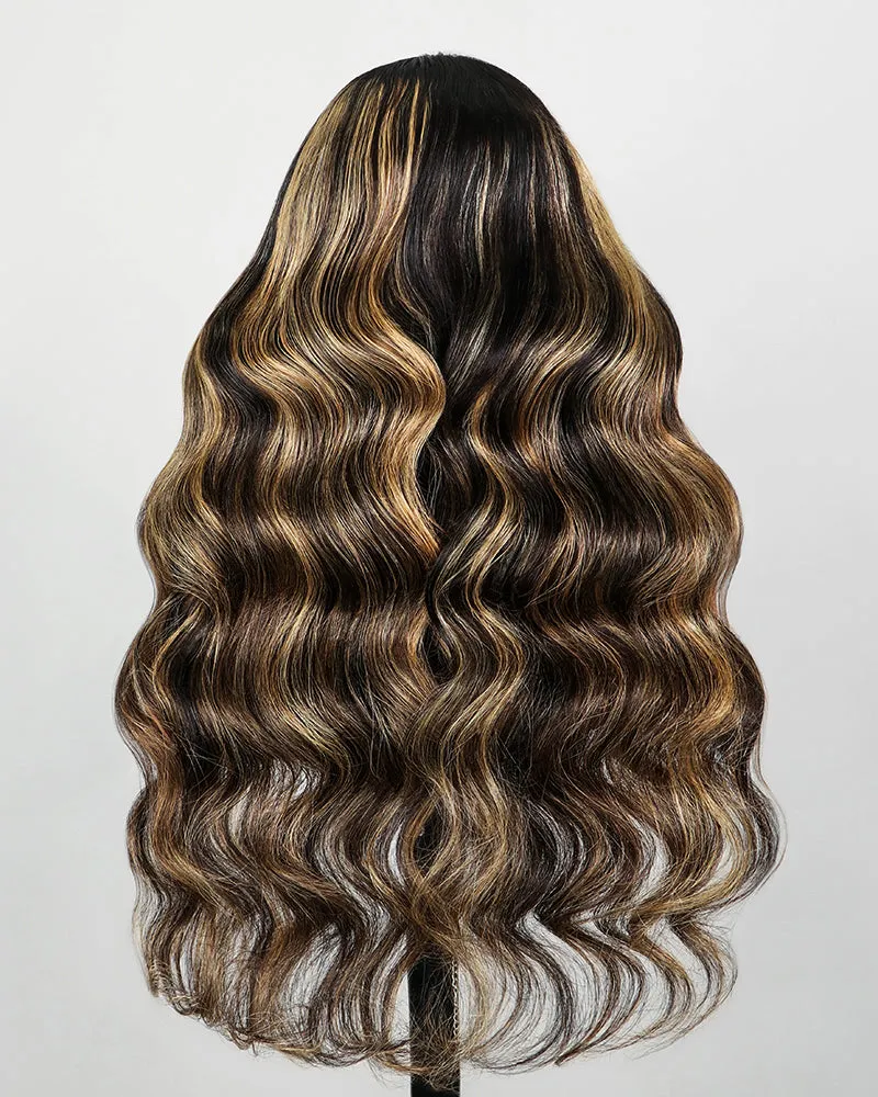 V Part 2.0 Balayage Color Body Wave No Glule Needed Upgraded V Part Cap Human Hair Wigs