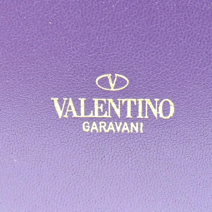 VALENTINO Stud Sign VLOGO Leather Shoulder Bag Wisteria