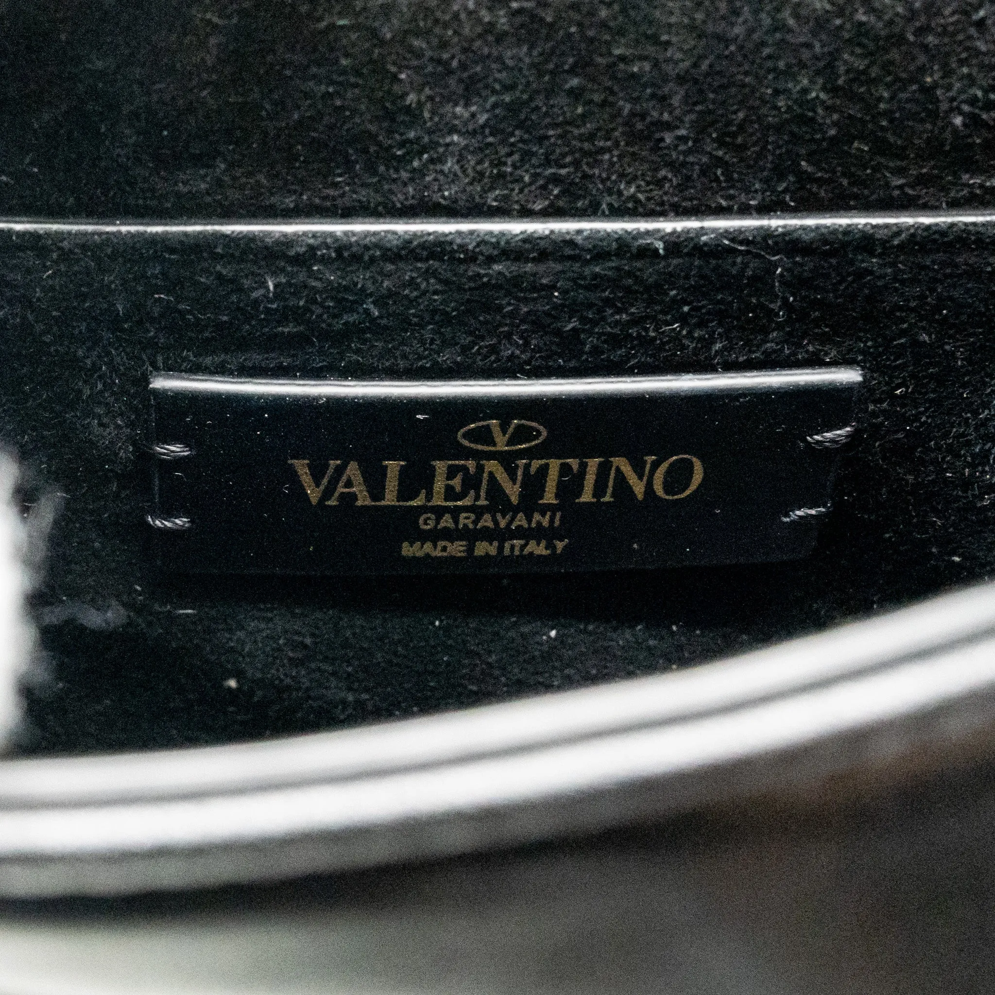 Valentino V logo Type Foldover Top Shoulder Bag Calfskin Black SHW
