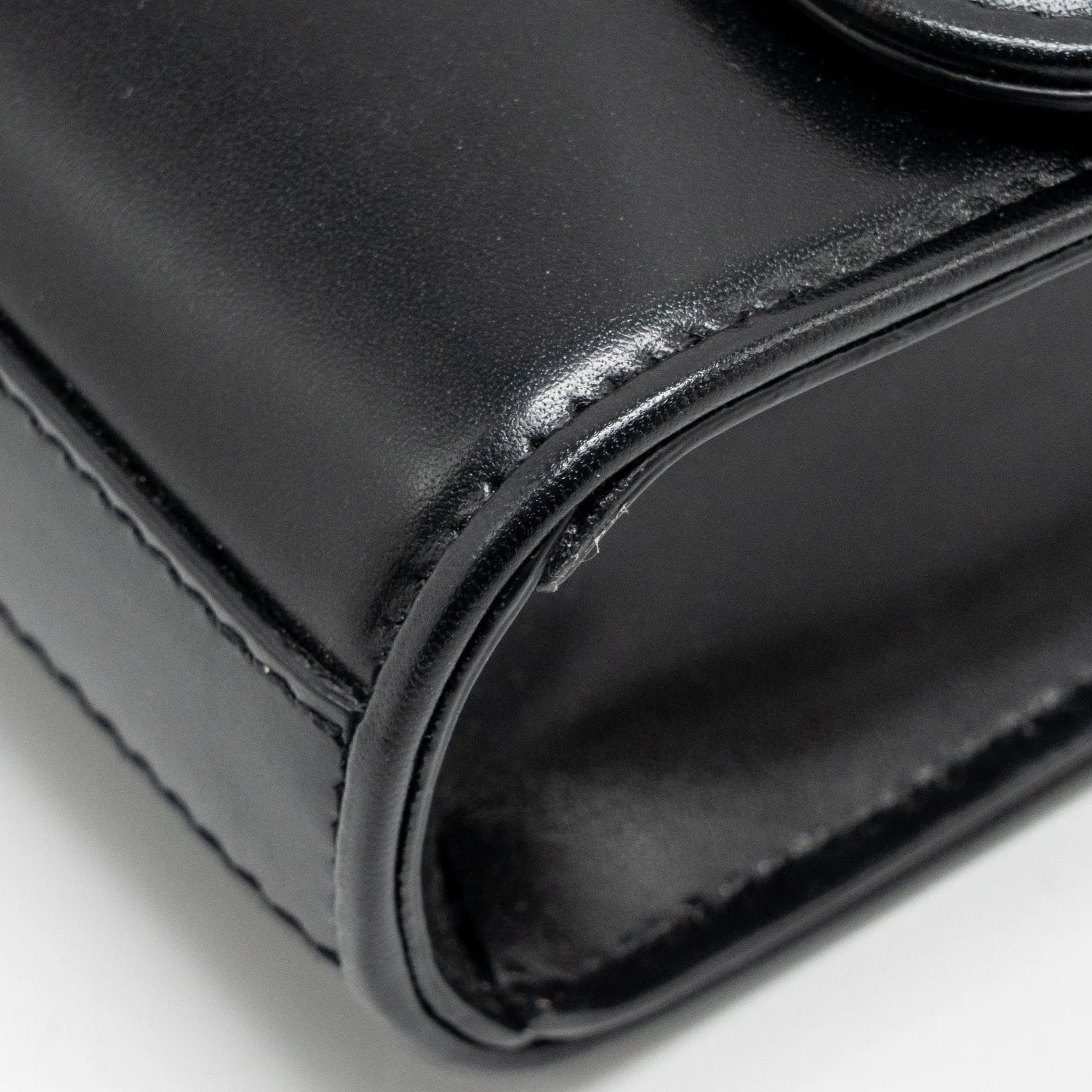 Valentino V logo Type Foldover Top Shoulder Bag Calfskin Black SHW