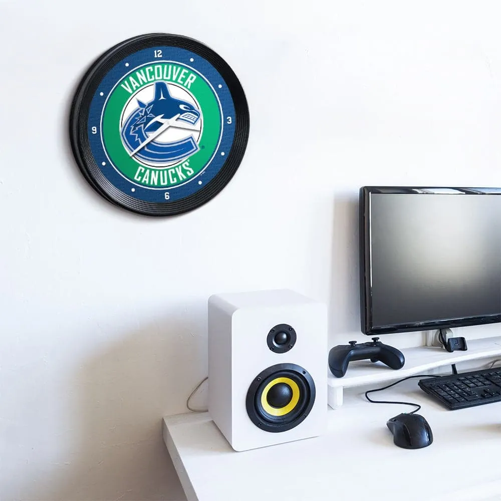 Vancouver Canucks: Ribbed Frame Wall Clock
