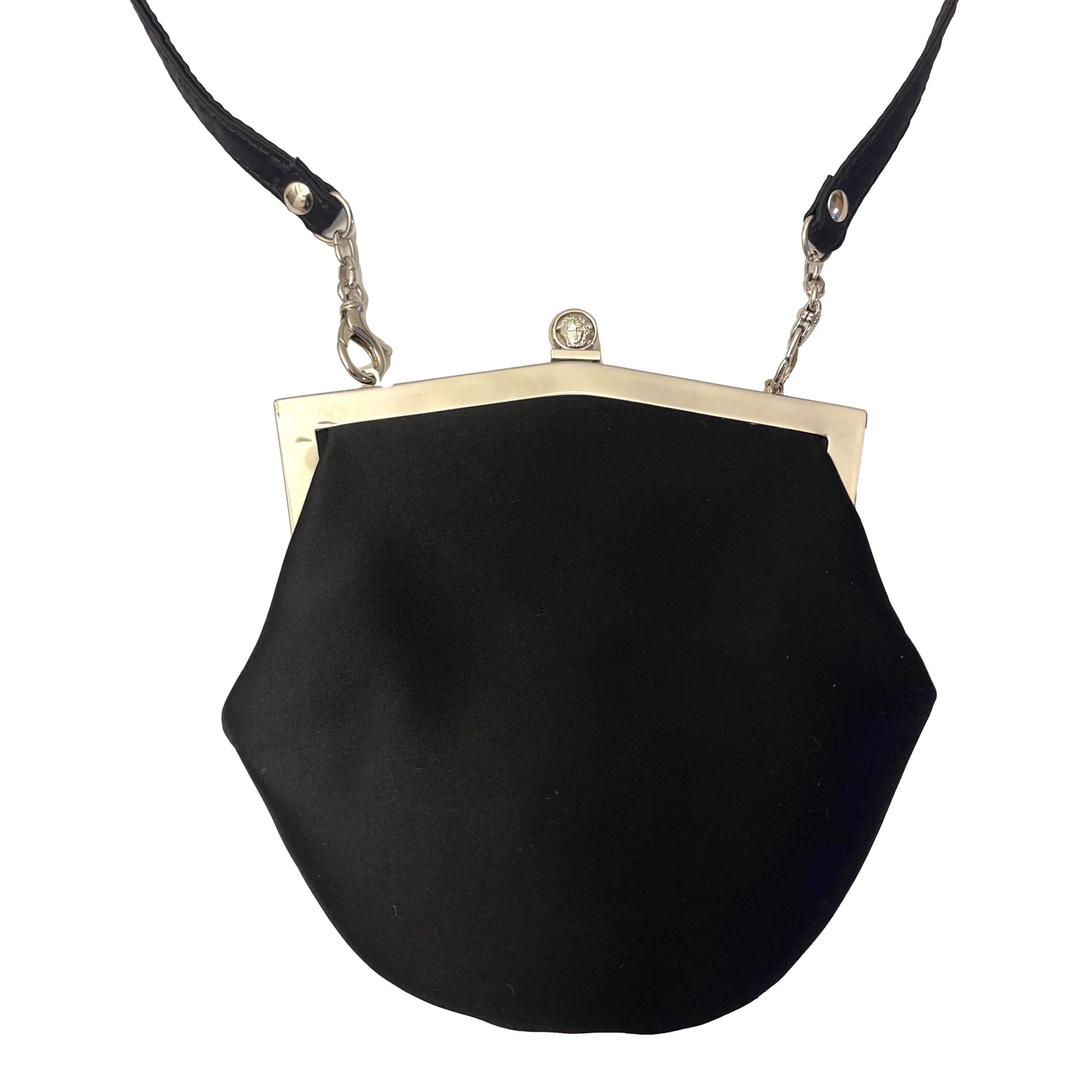 Versace Black Logo Mini Kisslock Shoulder Bag